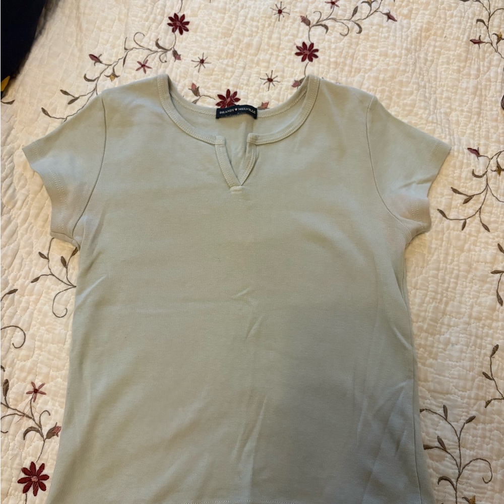 Brandy Melville sage green short sleeve top